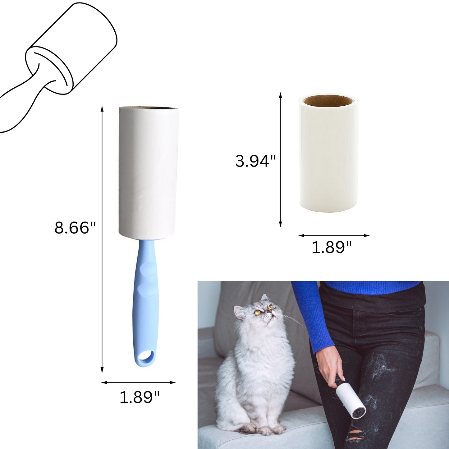 Lint Rollers for Pet Hair, Sticky, Remover for Couch, Clothes Furniture and Carpet. Lint Roller Dog Hair Remover Cat Hair, Animal Hair, Pet Fur, Fuzz.