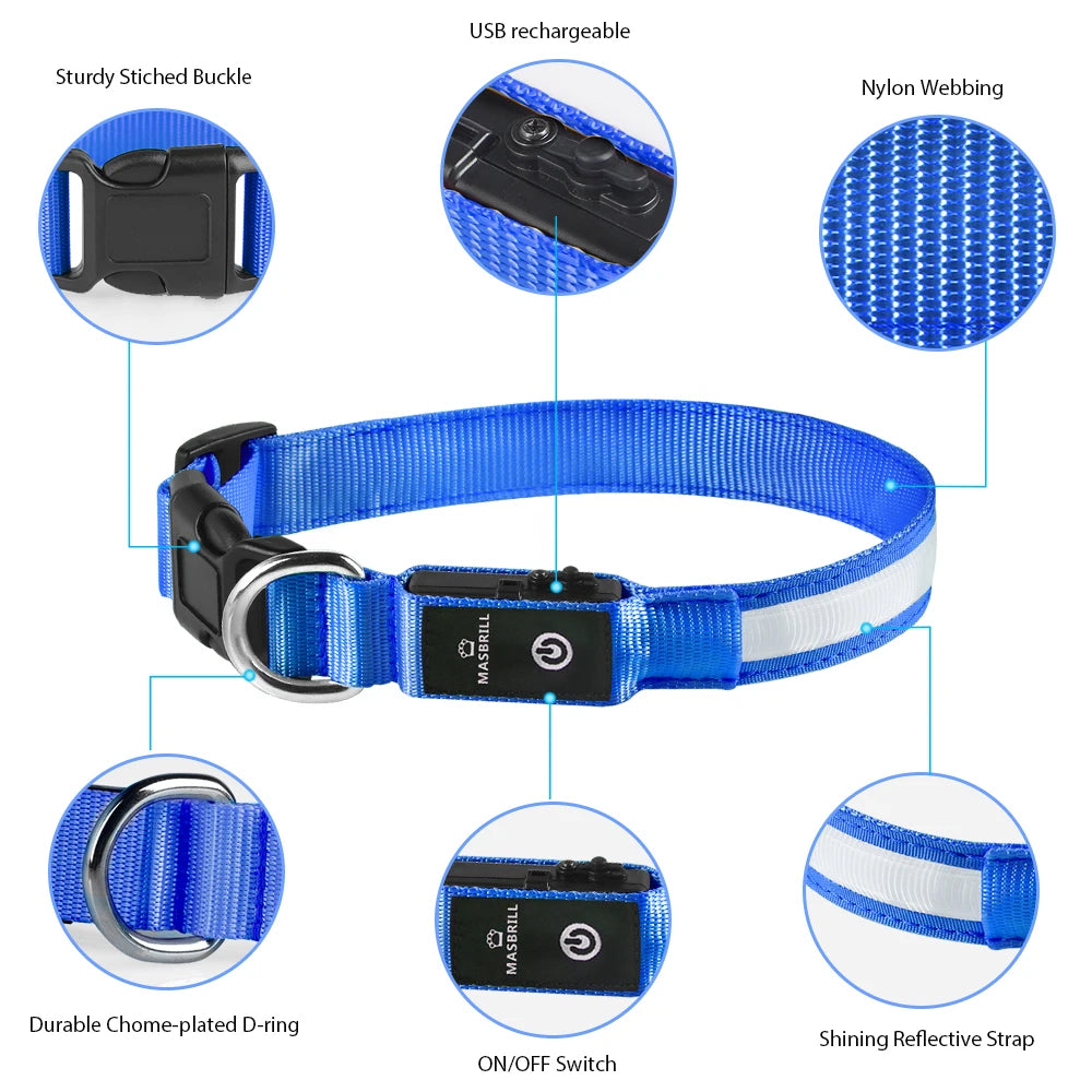 MASBRILL LED Dog Collar – Luminous Safety and Style for Your Furry Friend