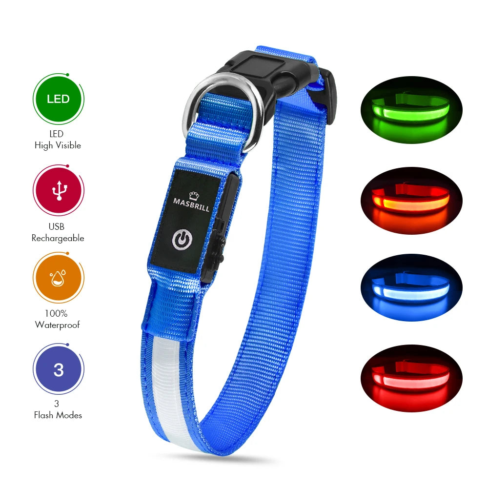 MASBRILL LED Dog Collar – Luminous Safety and Style for Your Furry Friend